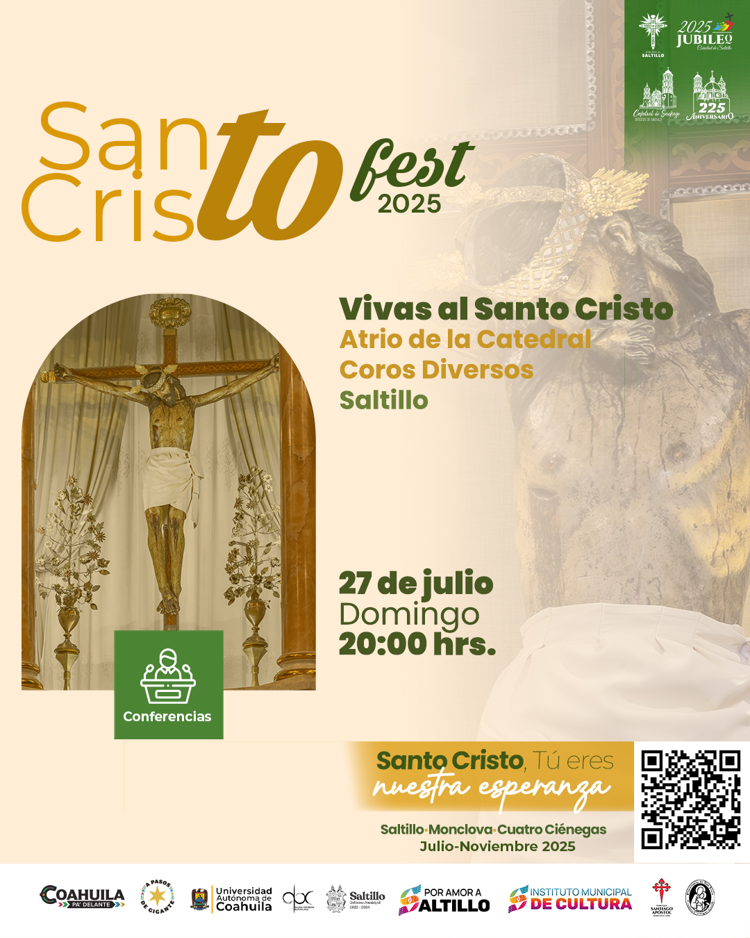 Vivas al Santo Cristo en el Atrio de Catedral en Saltillo 