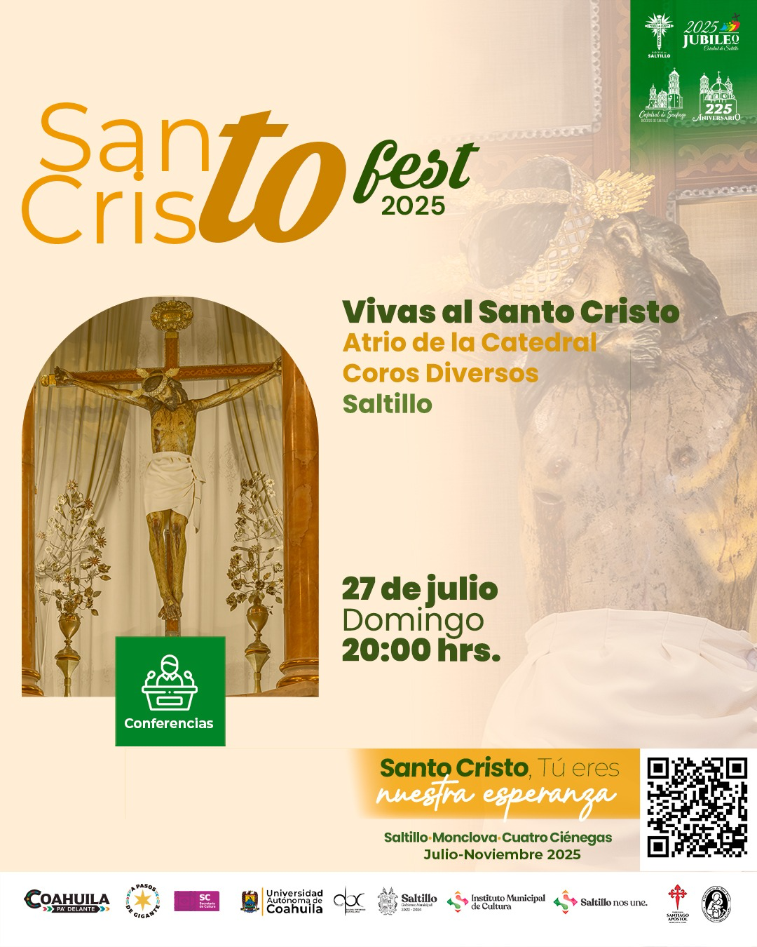 Vivas al Santo Cristo en el Atrio de Catedral en Saltillo 